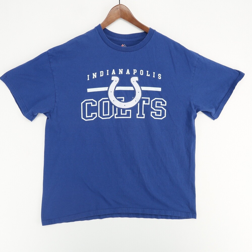 Indianapolis Colts T-Shirt NFL Football Fuzzy Graphic Tee‎ XL Majestic